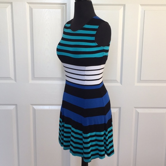 Aqua Striped Dress Size M - Picture 5 of 6